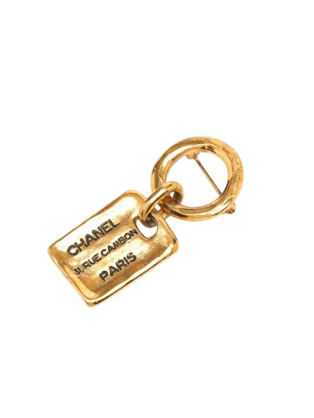 Chanel 31 Rue Cambon Paris Plate Brooch Pins Gold Plated